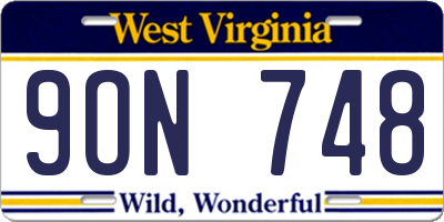 WV license plate 9ON748
