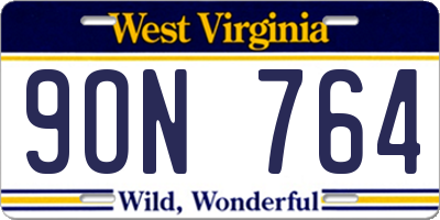 WV license plate 9ON764