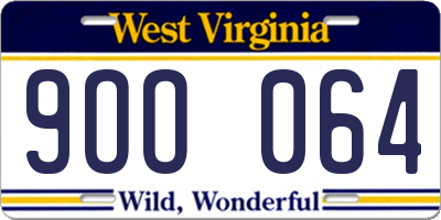 WV license plate 9OO064