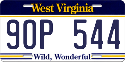 WV license plate 9OP544