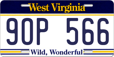 WV license plate 9OP566