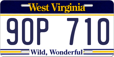WV license plate 9OP710