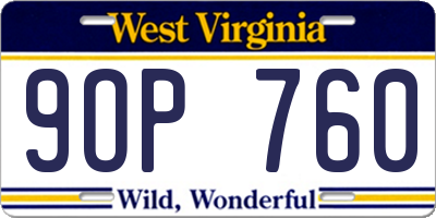 WV license plate 9OP760