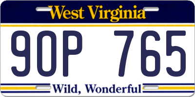 WV license plate 9OP765