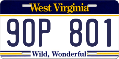 WV license plate 9OP801