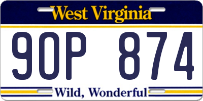 WV license plate 9OP874