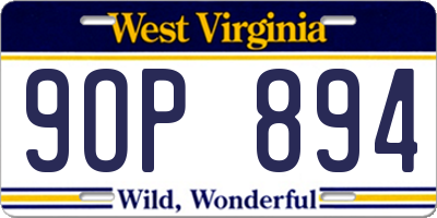 WV license plate 9OP894