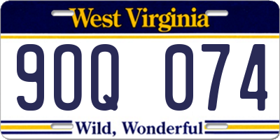 WV license plate 9OQ074