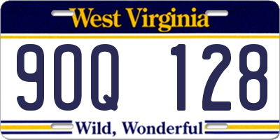 WV license plate 9OQ128
