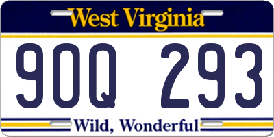 WV license plate 9OQ293
