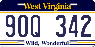 WV license plate 9OQ342