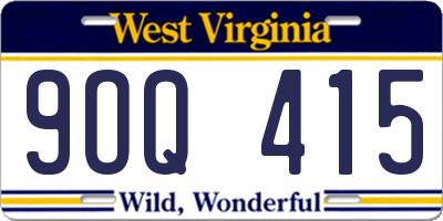 WV license plate 9OQ415