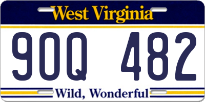 WV license plate 9OQ482