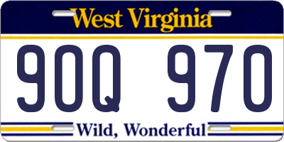WV license plate 9OQ970