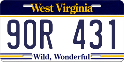 WV license plate 9OR431