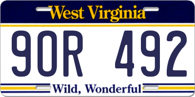 WV license plate 9OR492