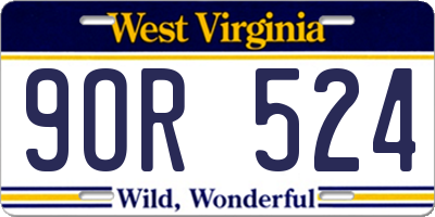 WV license plate 9OR524