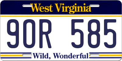 WV license plate 9OR585
