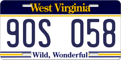 WV license plate 9OS058
