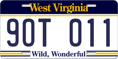 WV license plate 9OT011