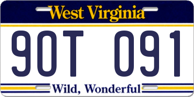 WV license plate 9OT091