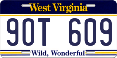 WV license plate 9OT609