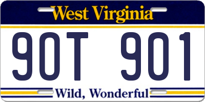 WV license plate 9OT901