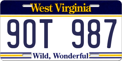 WV license plate 9OT987