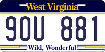 WV license plate 9OU881