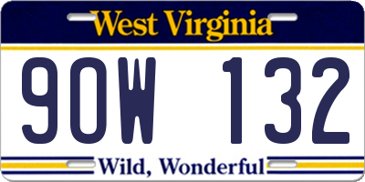 WV license plate 9OW132