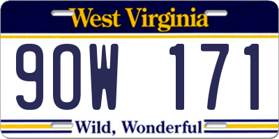 WV license plate 9OW171
