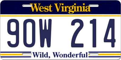 WV license plate 9OW214