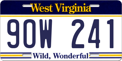 WV license plate 9OW241