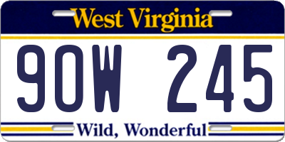 WV license plate 9OW245