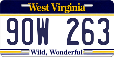 WV license plate 9OW263