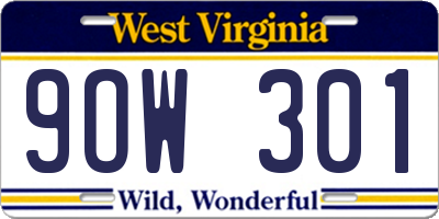 WV license plate 9OW301