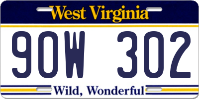 WV license plate 9OW302