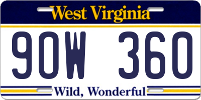 WV license plate 9OW360