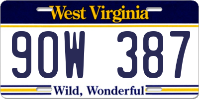 WV license plate 9OW387