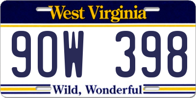 WV license plate 9OW398