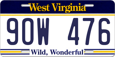WV license plate 9OW476