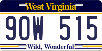 WV license plate 9OW515