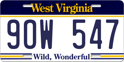 WV license plate 9OW547