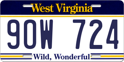 WV license plate 9OW724