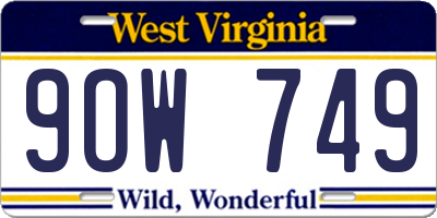 WV license plate 9OW749