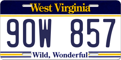 WV license plate 9OW857