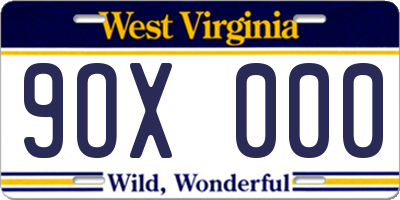 WV license plate 9OX000