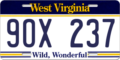 WV license plate 9OX237