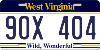 WV license plate 9OX404