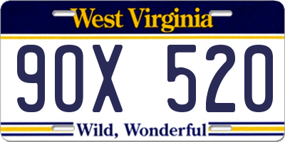 WV license plate 9OX520